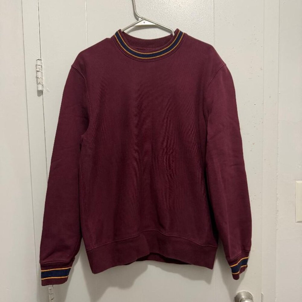 J Crew Heritage 14 oz. Fleece Sweatshirt with Jacquard Rib Trim Medium.